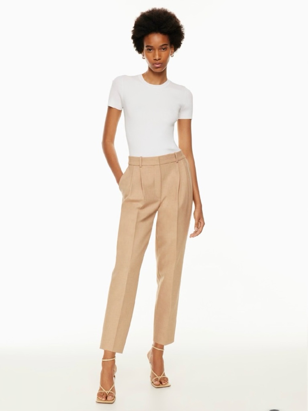 Aritzia Wilfred vogue pant tan pleated mid-rise trouser pants size 6 like new